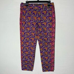 Polo Golf Ralph Lauren Purple Orange Green Floral Cropped Straight Leg Pants 6